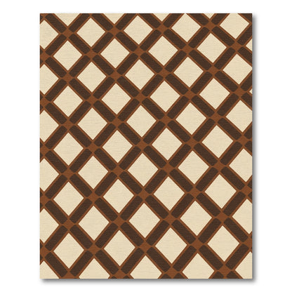 Chocolate Cream Lattice Diamond Rug