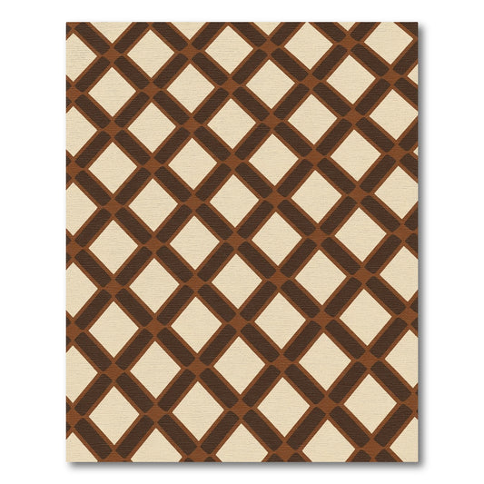 Chocolate Cream Lattice Diamond Rug