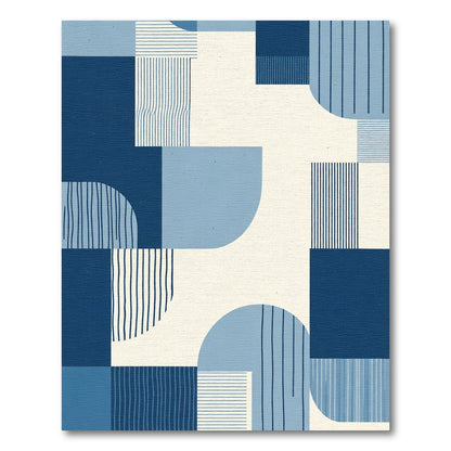 Geometric Navy Blue Abstract Forms Rug