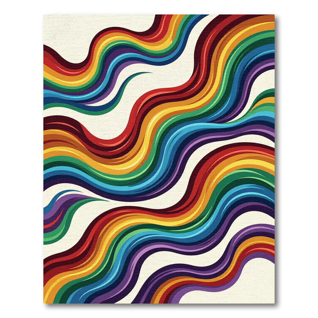 Vibrant Rainbow Wavy Stripes Rug