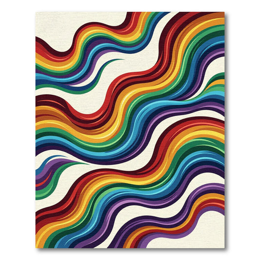 Vibrant Rainbow Wavy Stripes Rug