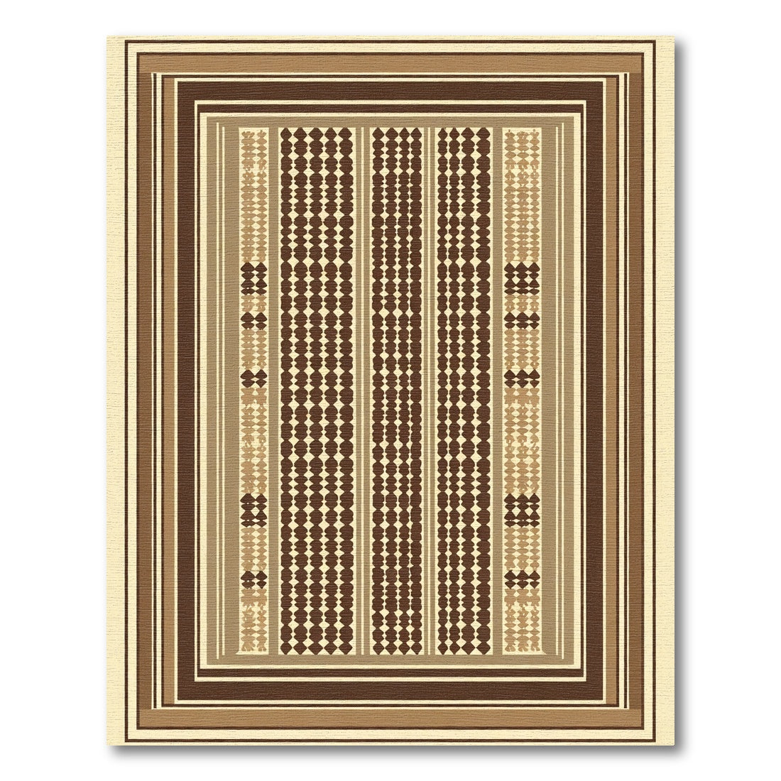 Earthy Brown Textured Geometric Squares Rug
