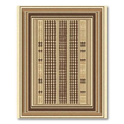 Earthy Brown Textured Geometric Squares Rug