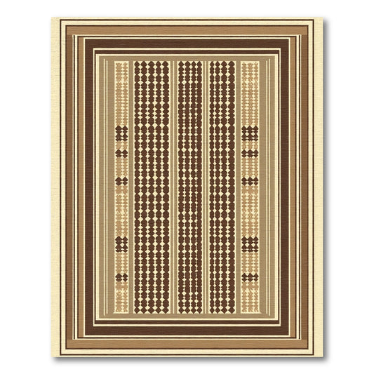 Earthy Brown Textured Geometric Squares Rug