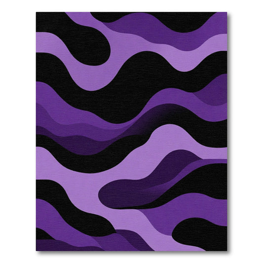 Amethyst Purple Wavy Layered Abstraction Rug