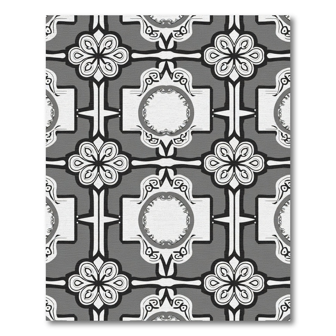 Monochromatic Classic Floral Medallion Rug