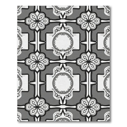 Monochromatic Classic Floral Medallion Rug