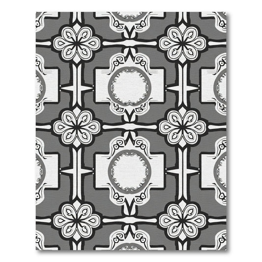 Monochromatic Classic Floral Medallion Rug