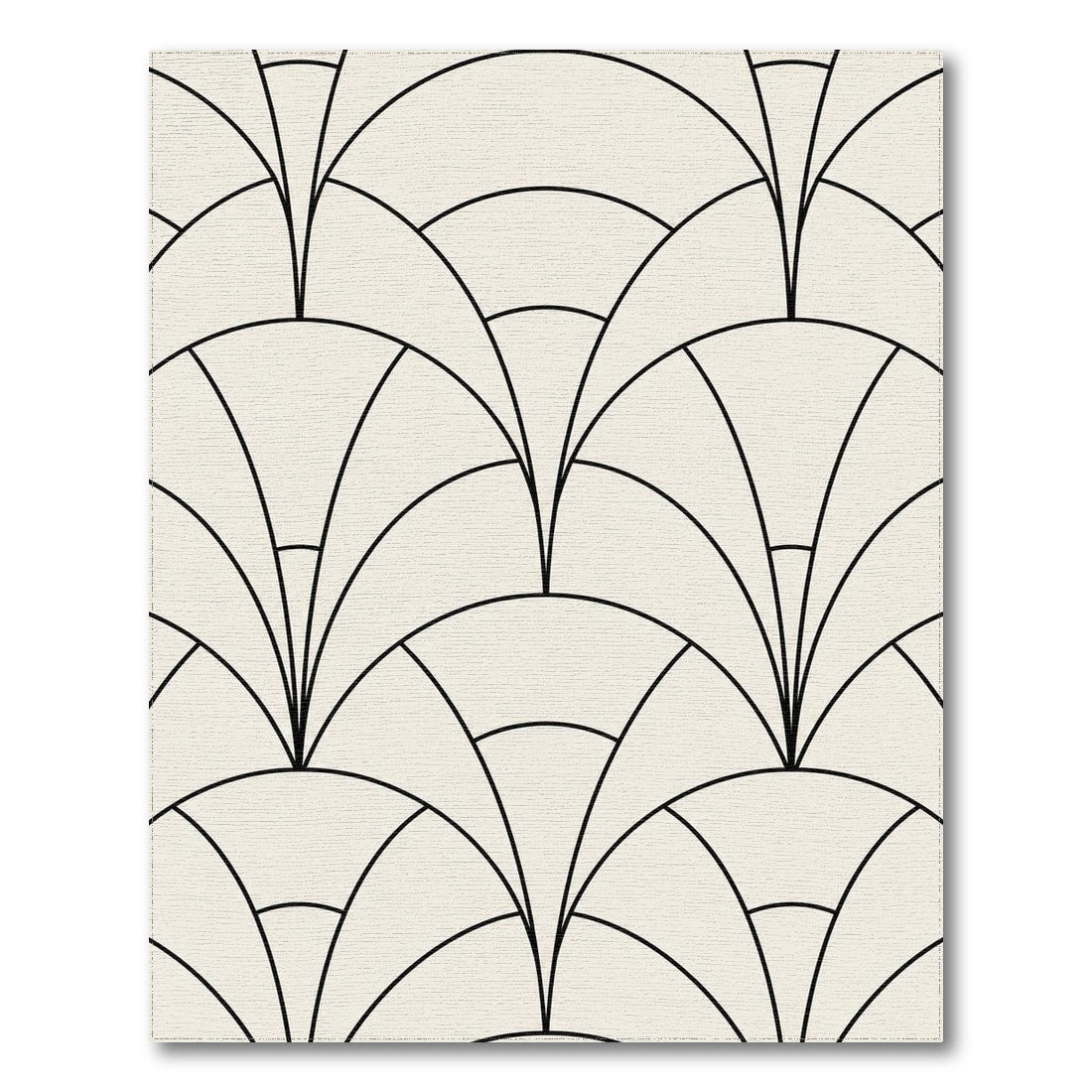 Black and White Geometric Modern Black Geometric Arch Area Rug