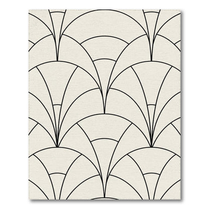 Black and White Geometric Modern Black Geometric Arch Area Rug