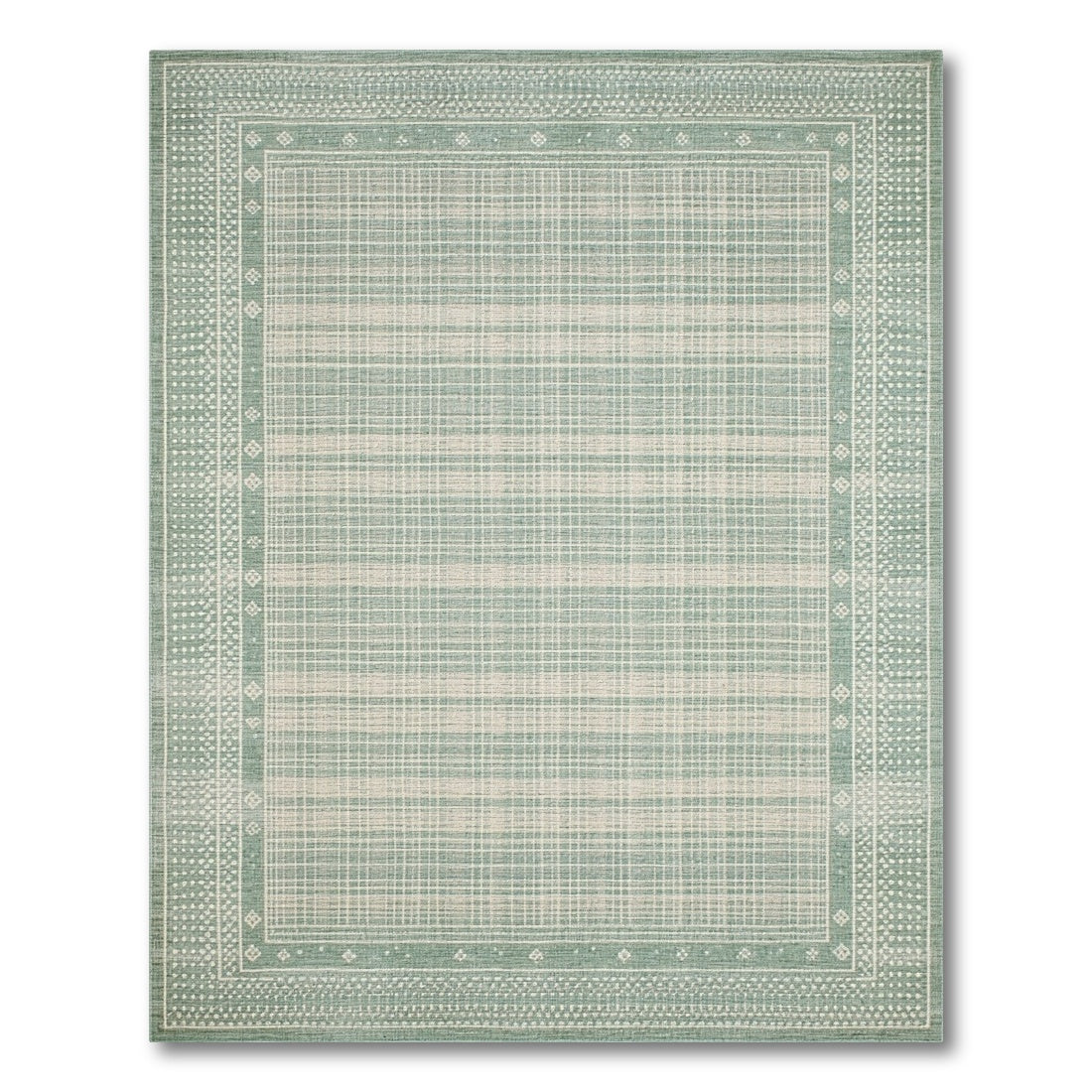 Blue and Teal Geometric Grid Area Rug
