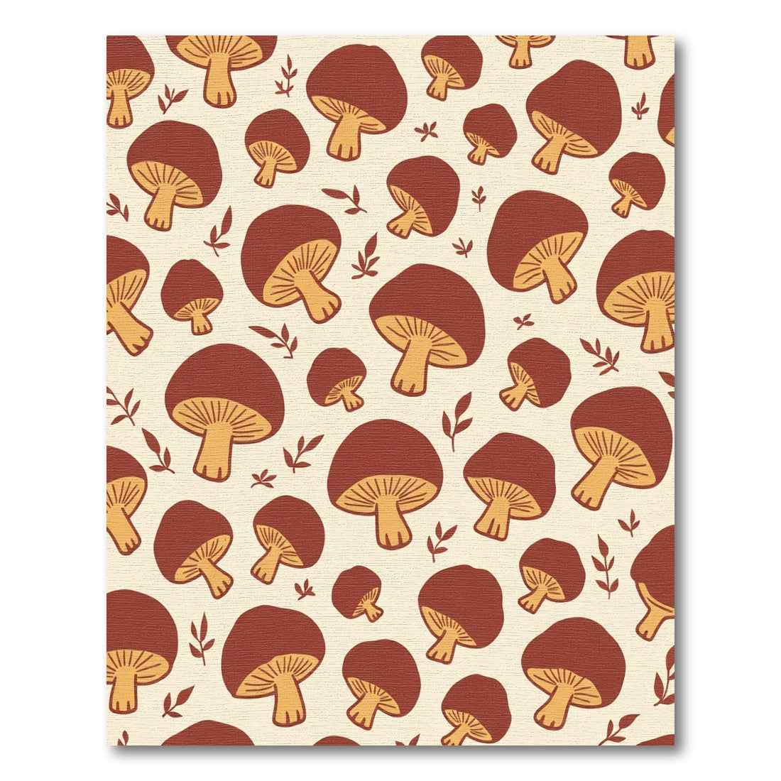 Brown Mushroom Field Autumn Folk Art Rug