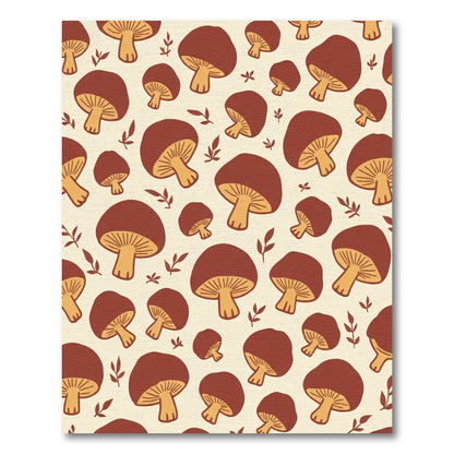 Brown Mushroom Field Autumn Folk Art Rug