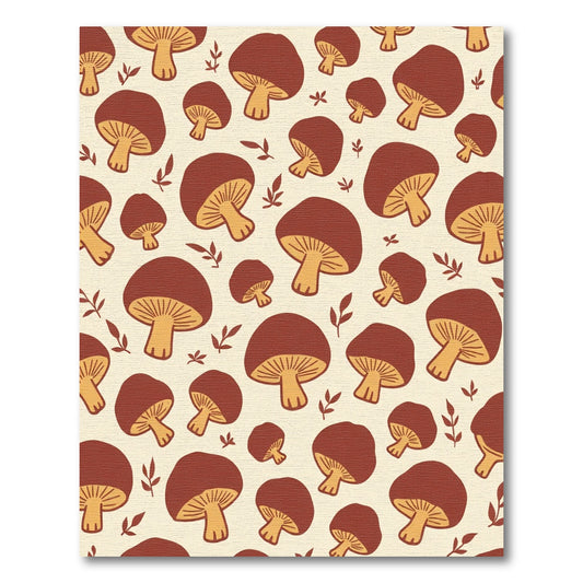 Brown Mushroom Field Autumn Folk Art Rug