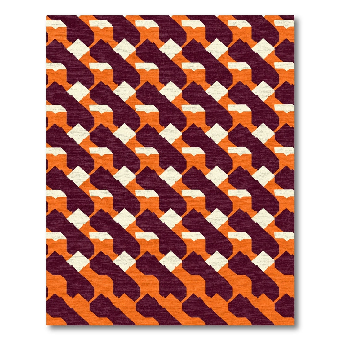 Retro Orange Geometric Inlay Rug