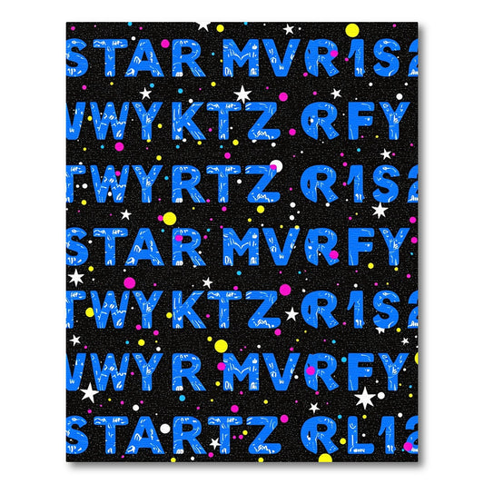 Cosmic Blue Letter Starry Night Rug