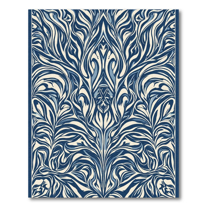 Elegant Blue Cream Swirling Floral Rug