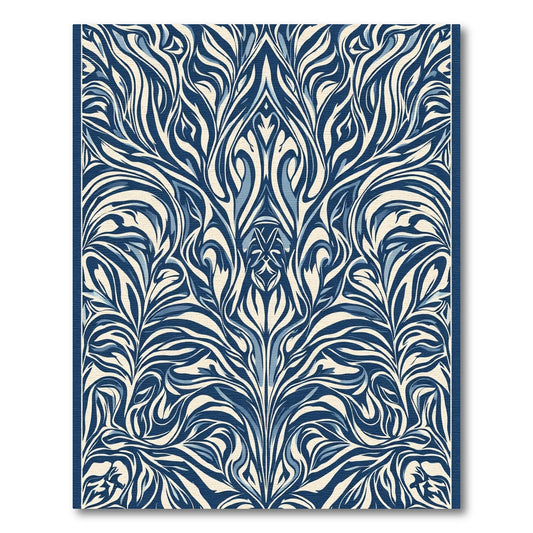 Elegant Blue Cream Swirling Floral Rug