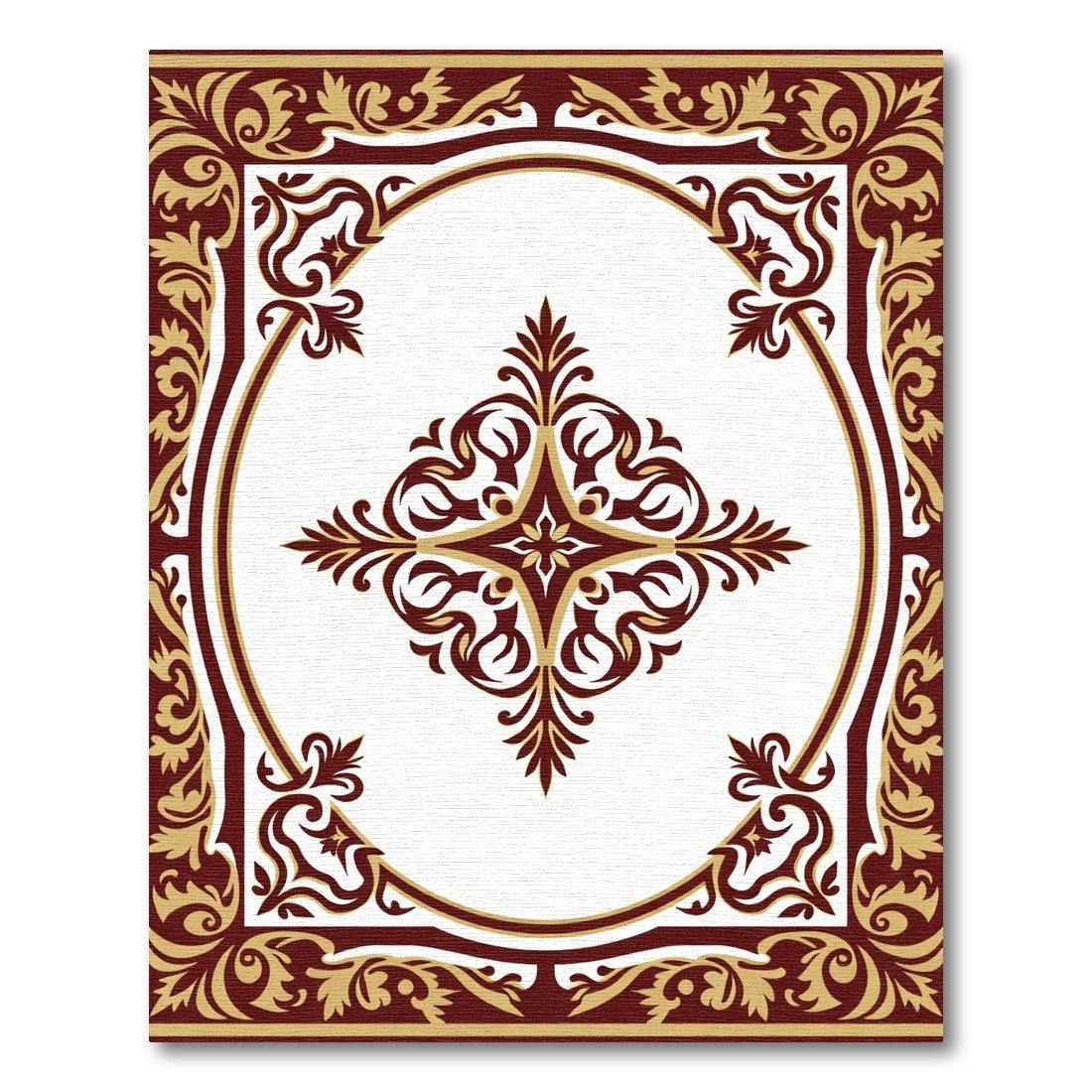 Crimson Gold Ornate Oval Medallion Rug