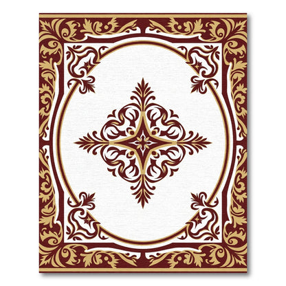 Crimson Gold Ornate Oval Medallion Rug