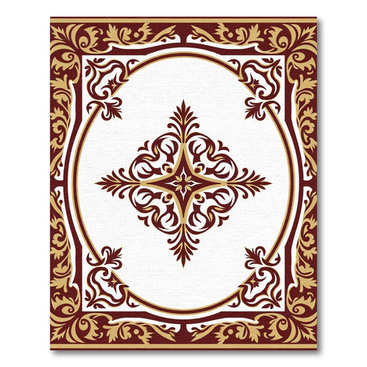 Crimson Gold Ornate Oval Medallion Rug