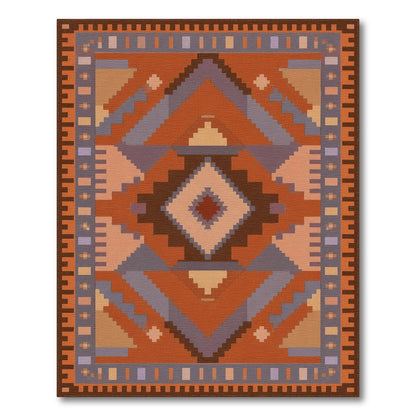 Geometric Southwestern Geometric Orange Area Rug