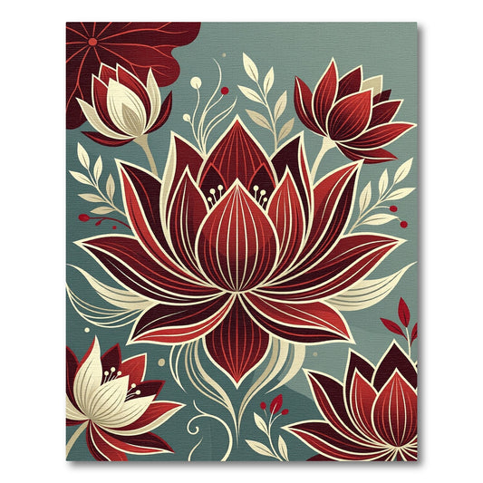 Crimson Lotus Garden Floral Rug