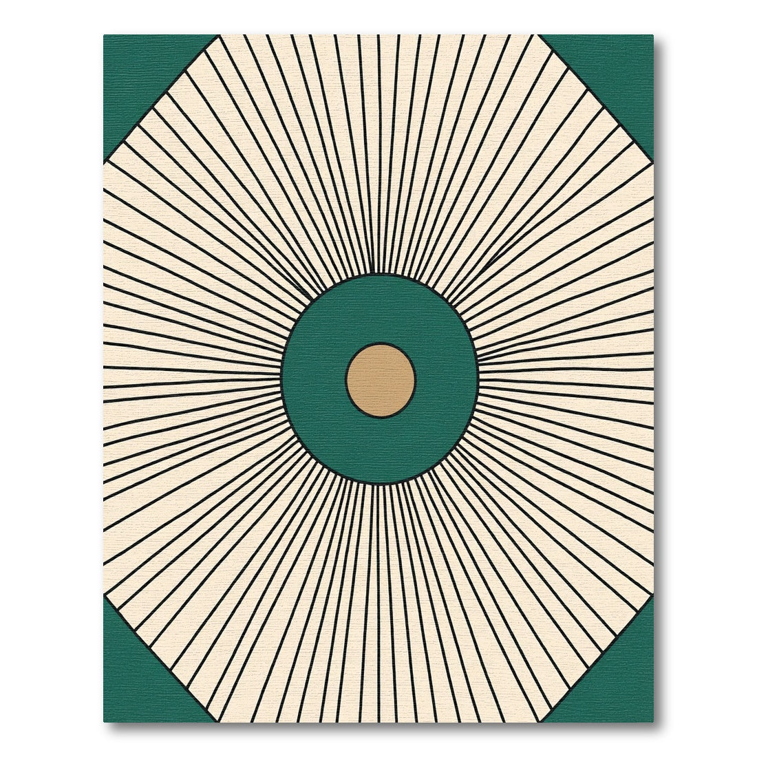 Emerald Sunburst Geometric Cream Rug