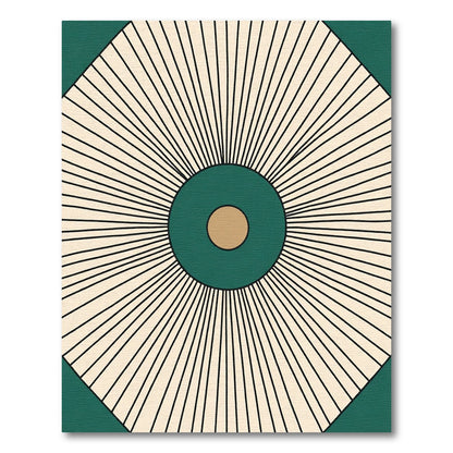 Emerald Sunburst Geometric Cream Rug