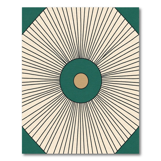 Emerald Sunburst Geometric Cream Rug
