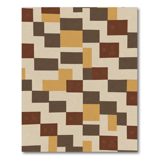 Earthy Tone Geometric Rectangles Rug