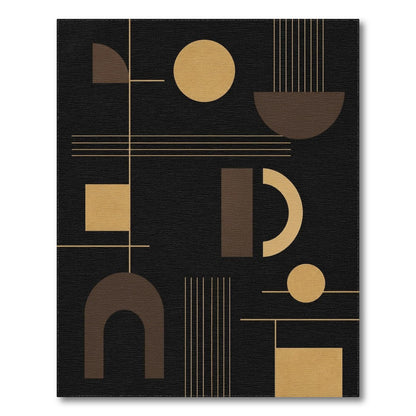 Geometric Modern Black and Gold Geometric Area Rug