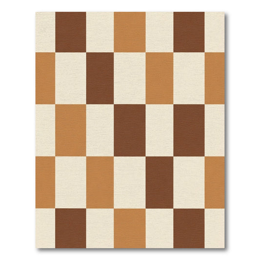 Earthy Brown Cream Checkerboard Squares Rug
