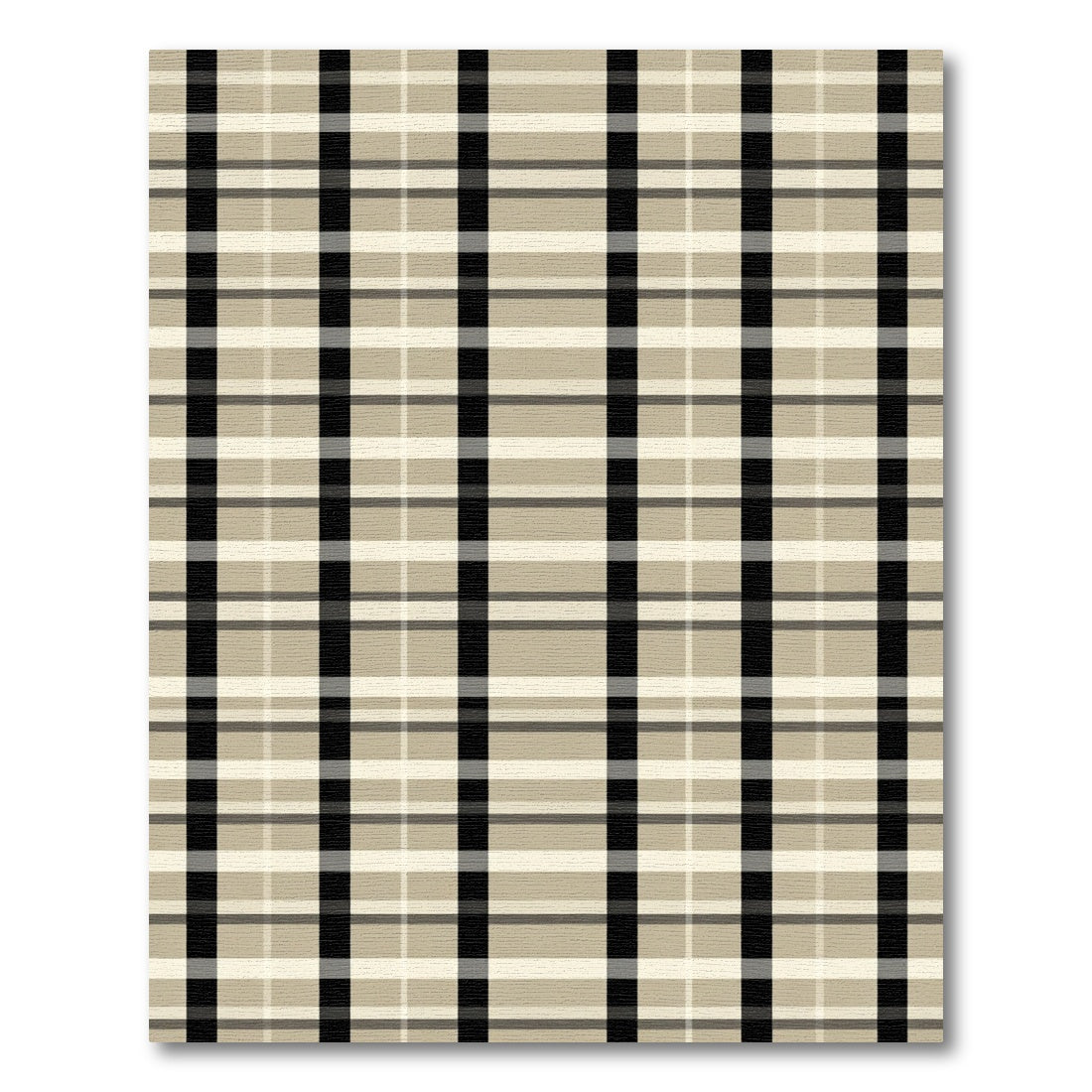 Classic Neutral Plaid Grid Rug