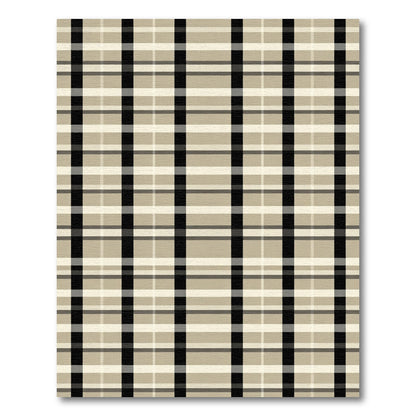 Classic Neutral Plaid Grid Rug