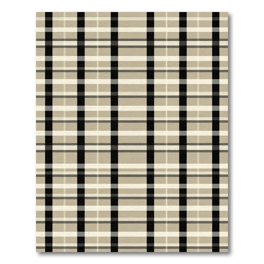 Classic Neutral Plaid Grid Rug