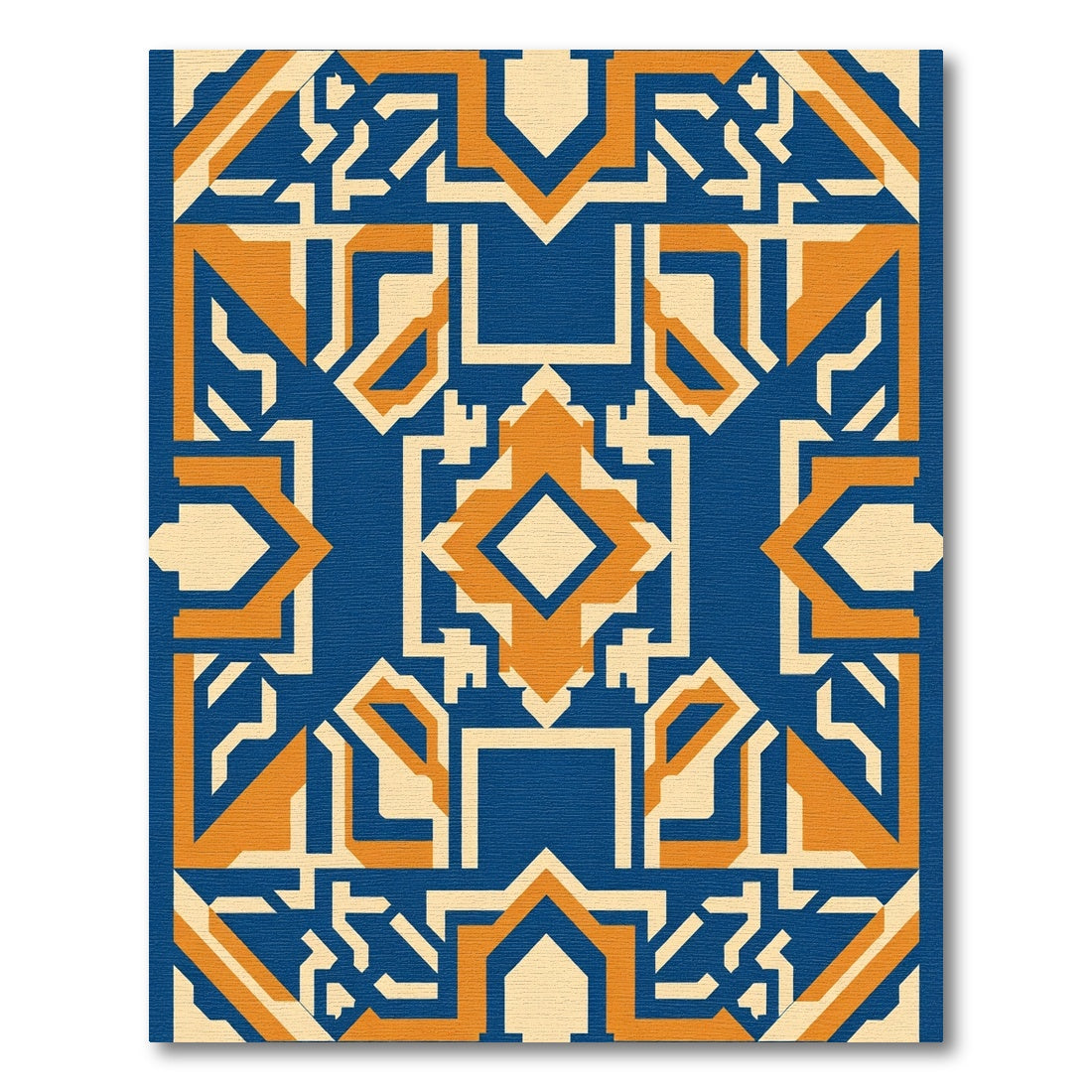 Bold Geometric Blue Orange Arrangement Rug