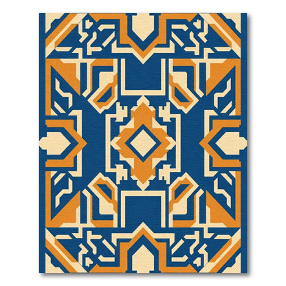 Bold Geometric Blue Orange Arrangement Rug