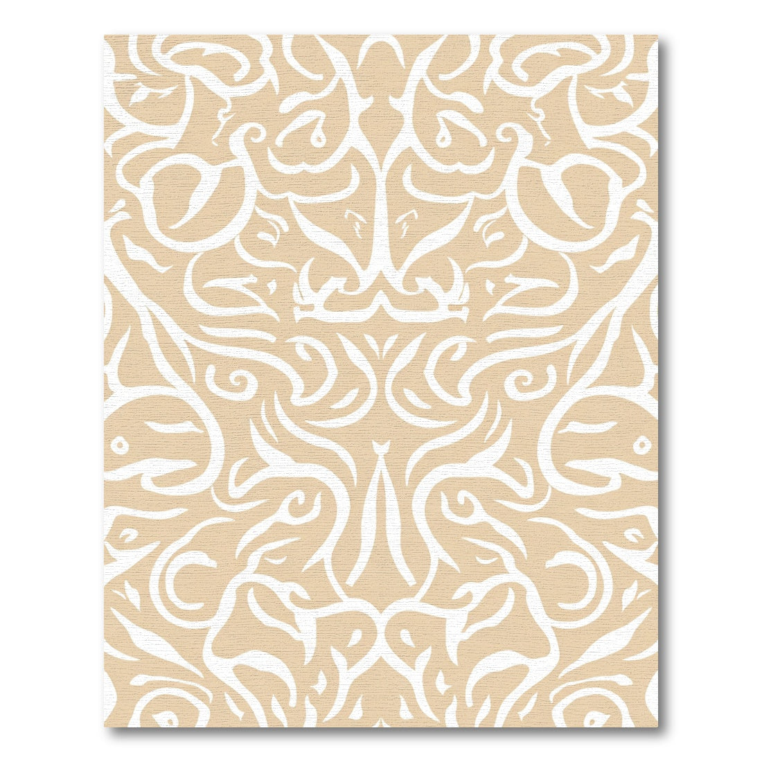 Cream White Abstract Swirl Mandala Rug