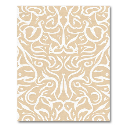 Cream White Abstract Swirl Mandala Rug