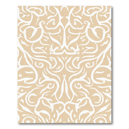 Cream White Abstract Swirl Mandala Rug