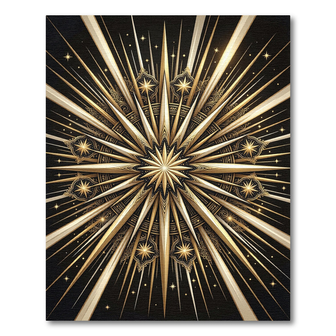 Radiant Golden Starburst Ornate Medallion Rug