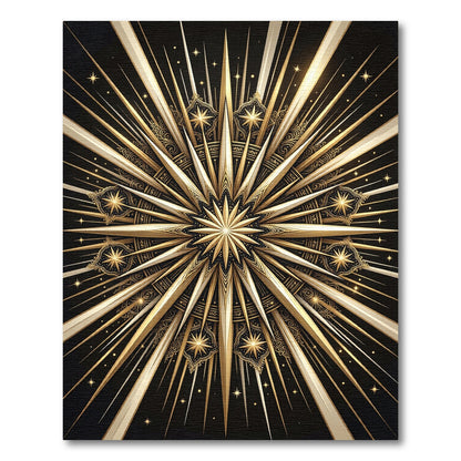 Radiant Golden Starburst Ornate Medallion Rug