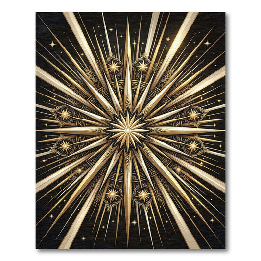 Radiant Golden Starburst Ornate Medallion Rug