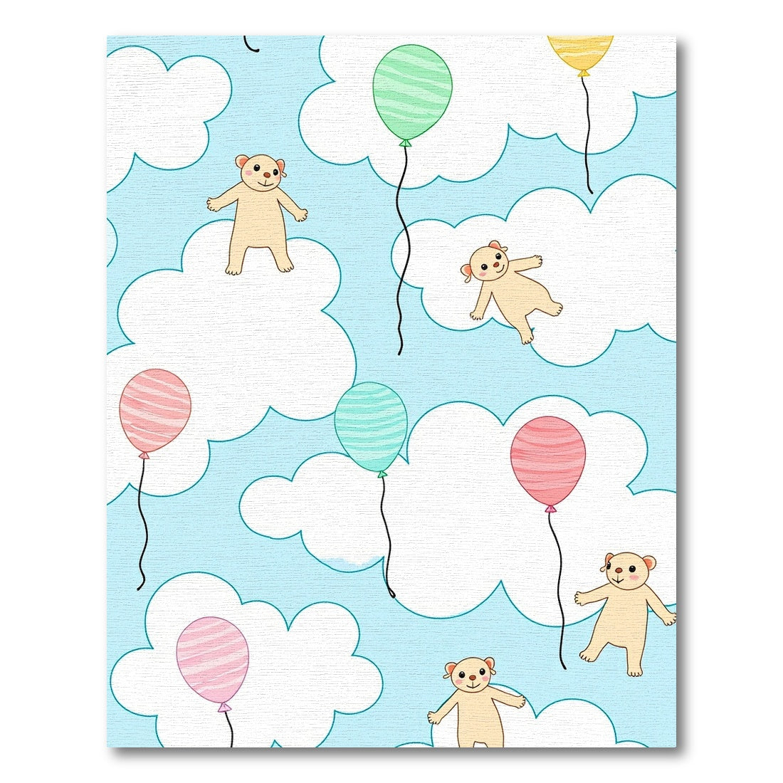 Playful Bears Floating Among Colorful Balloons Rug