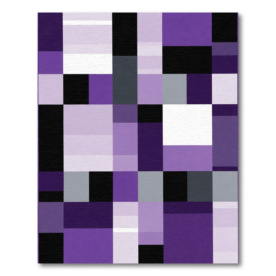 Geometric Purple and Gray Squares Rug