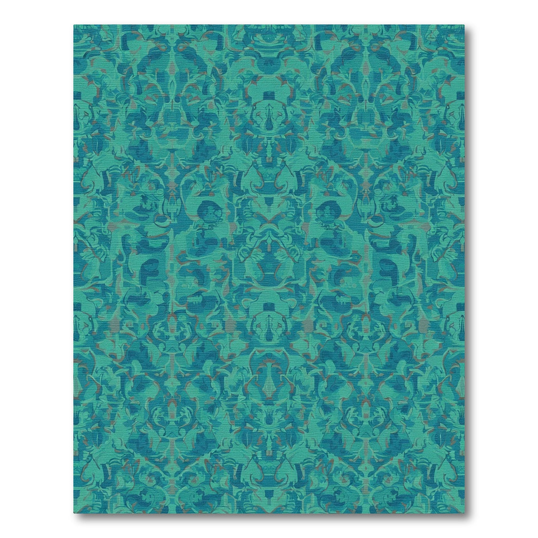 Oceanic Teal Abstract Scrollwork Rug