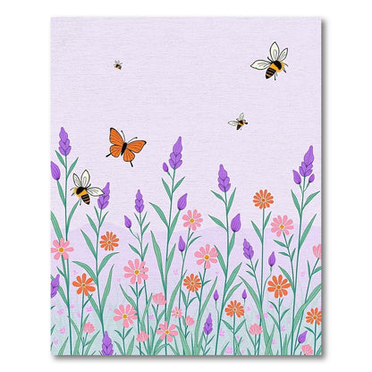 Lavender Field Butterfly Bee Garden Rug