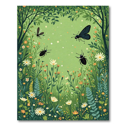 Enchanted Forest Bugs Floral Meadow Rug