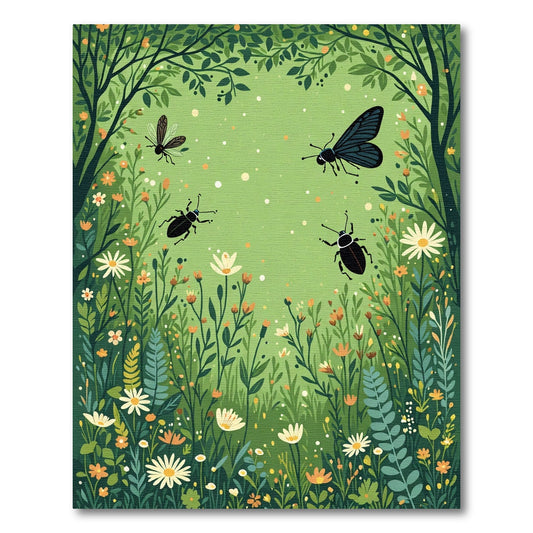 Enchanted Forest Bugs Floral Meadow Rug